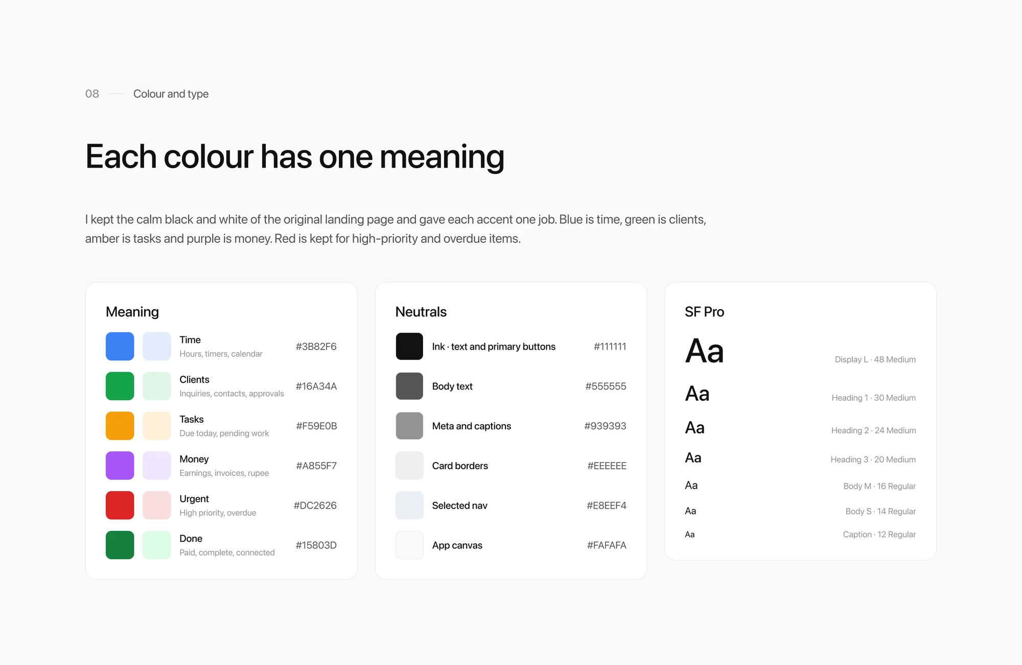 Meaning colours, neutrals and the SF Pro type scale