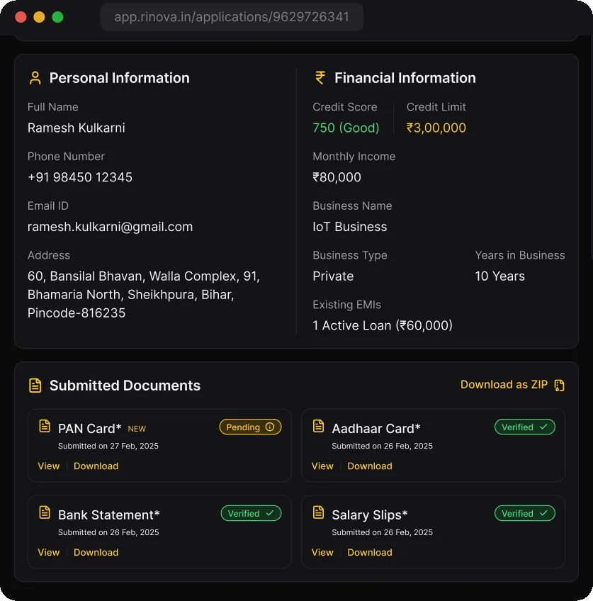 The re-uploaded PAN card flagged as new and pending a second check